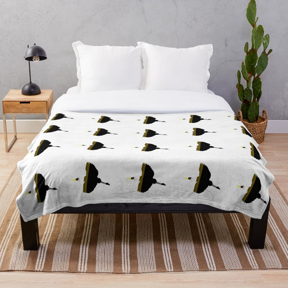 Heron plush blanket featuring stunning animal art design