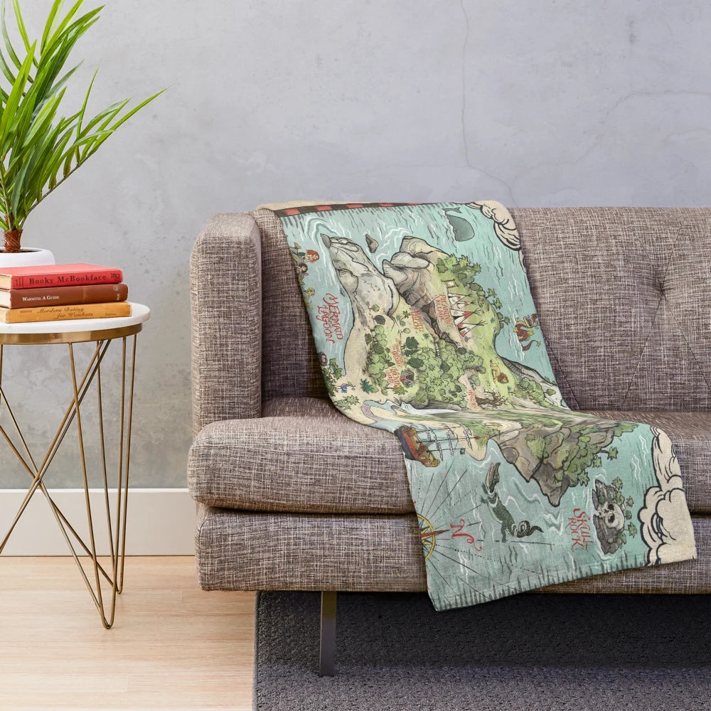 Neverland Map Plush Blanket - Inspired by the Classic Story of Peter Pan