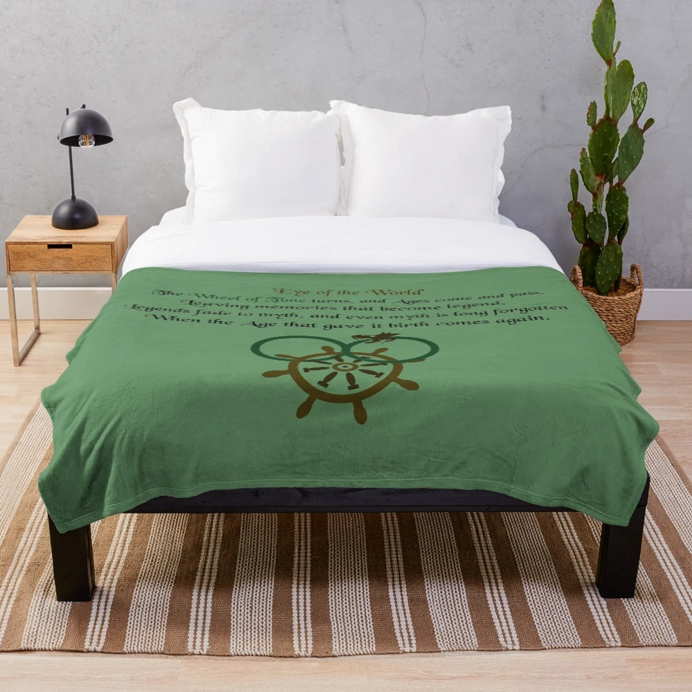 Wheel of Time inspired plush blanket with fantasy book quotes