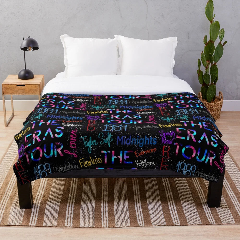 Eras Soft Plush Blanket with Colorful Music-Themed Pattern