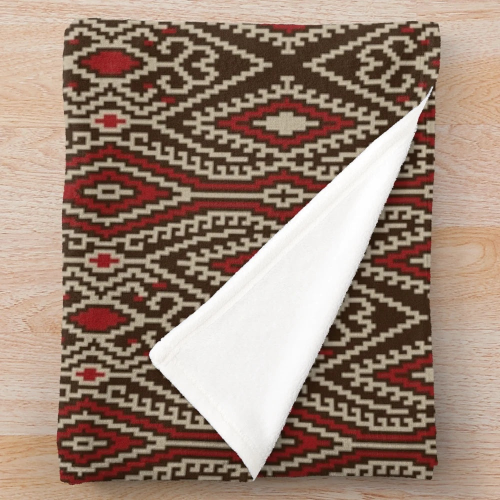 Tinalak plush blanket with traditional Filipino tribal pattern