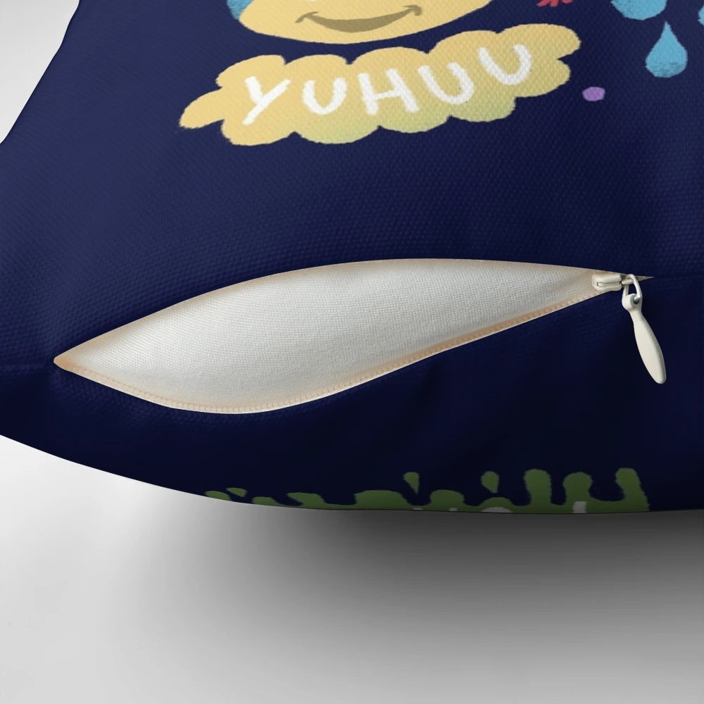 Vibrant "Inside Out" inspired pillow featuring emotions of fear, joy, anger, sadness, and disgust