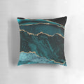 Faux malachite marble decorative throw pillow with blue and teal colors