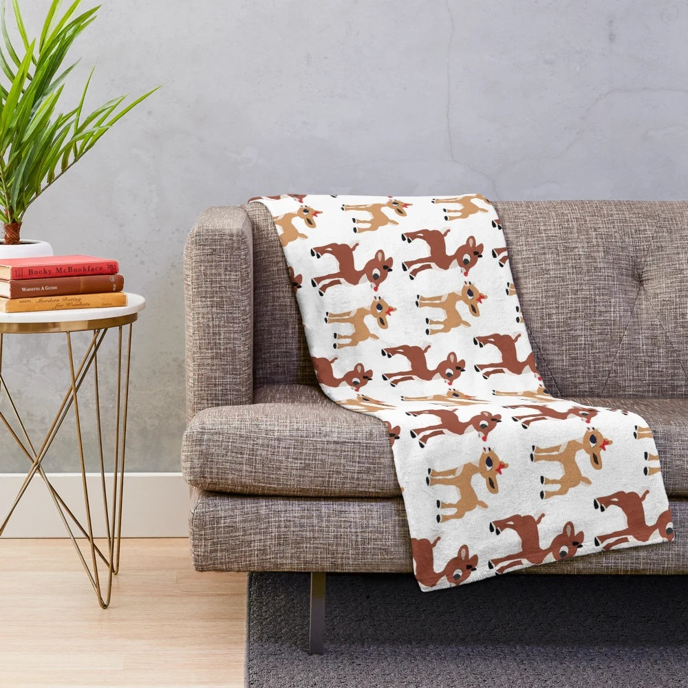 Classic Rudolph and Clarice Christmas plush blanket design by Graphic Love Shop