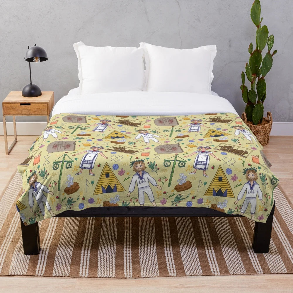 Midsommar inspired floral pattern plush blanket