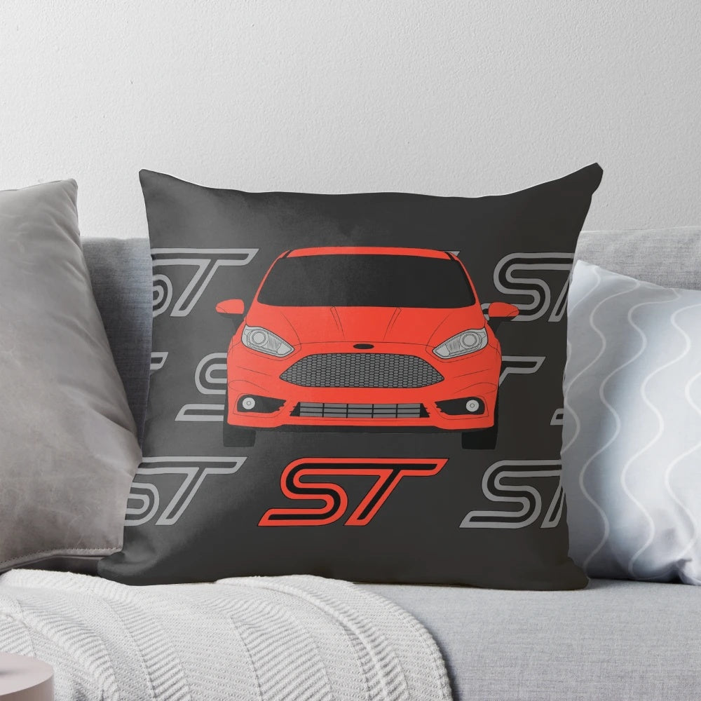 Pillow with Ford Fiesta ST-inspired design for car enthusiasts
