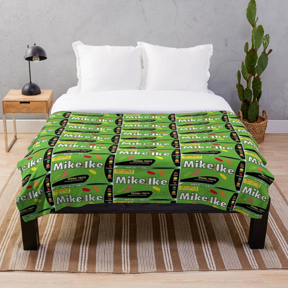 Soft, plush blanket with a fruity candy print design