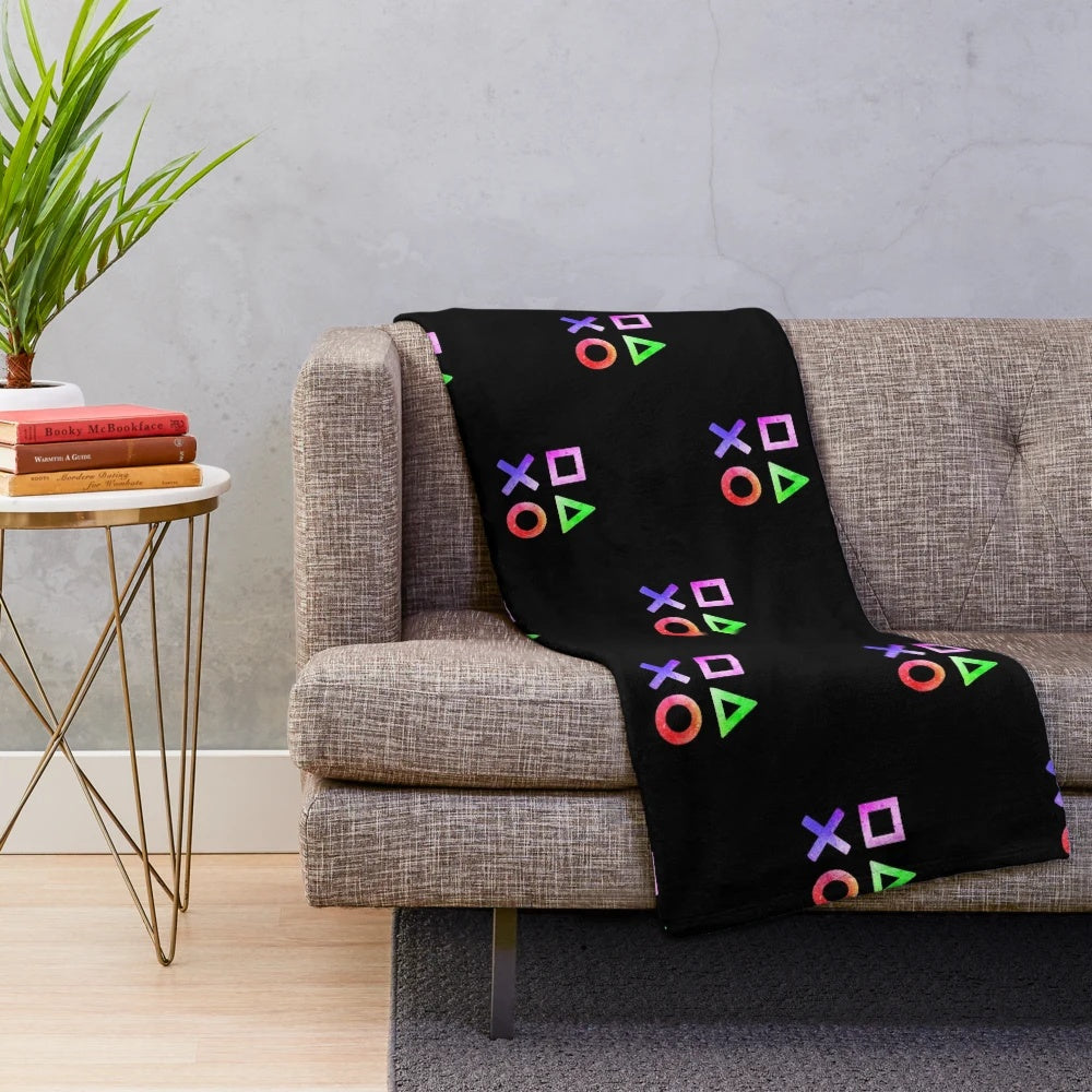 Controller buttons plush blanket for gaming enthusiasts