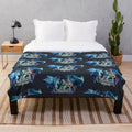 Genshin Impact-themed plush blanket featuring characters and designs from the popular RPG mobile game