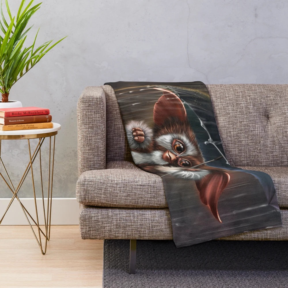 Gizmo plush blanket, featuring the iconic character from the 1980s film Gremlins