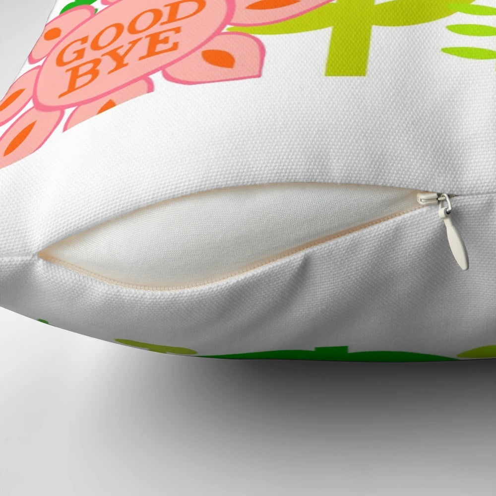 Colorful "It's a Small World" themed pillow with floral design