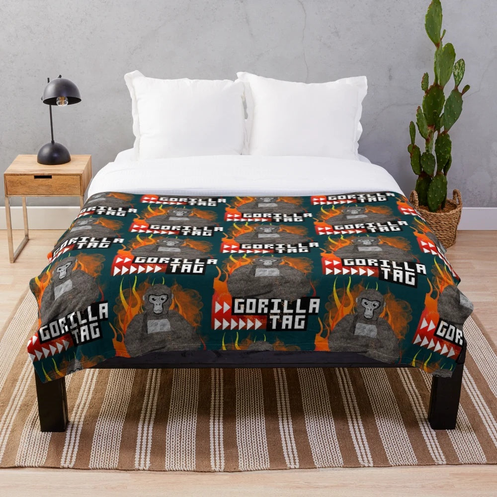 Gorilla Tag inspired plush blanket with classic gorilla design
