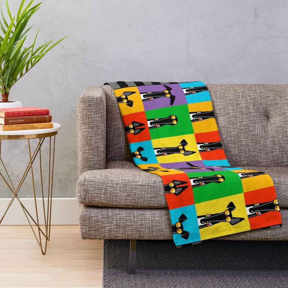 Greyhound plush blanket featuring a cartoon dog design