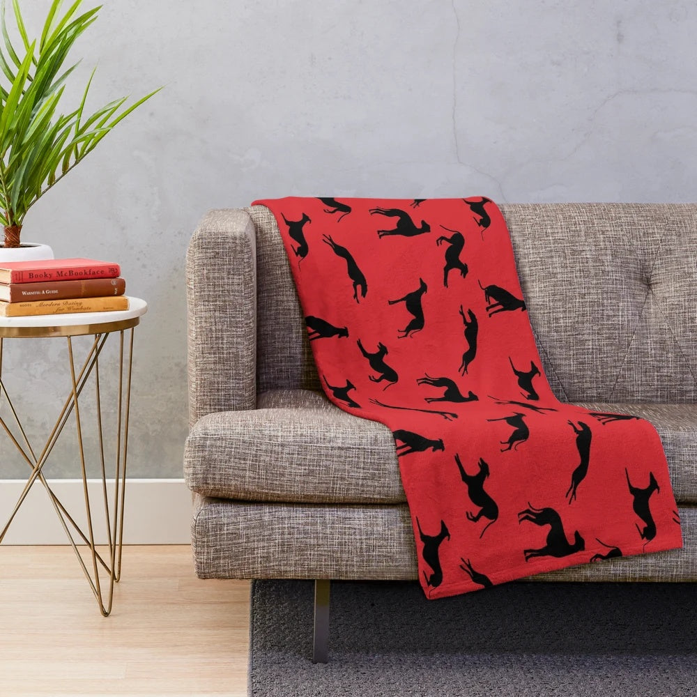 Greyhound silhouette design plush blanket