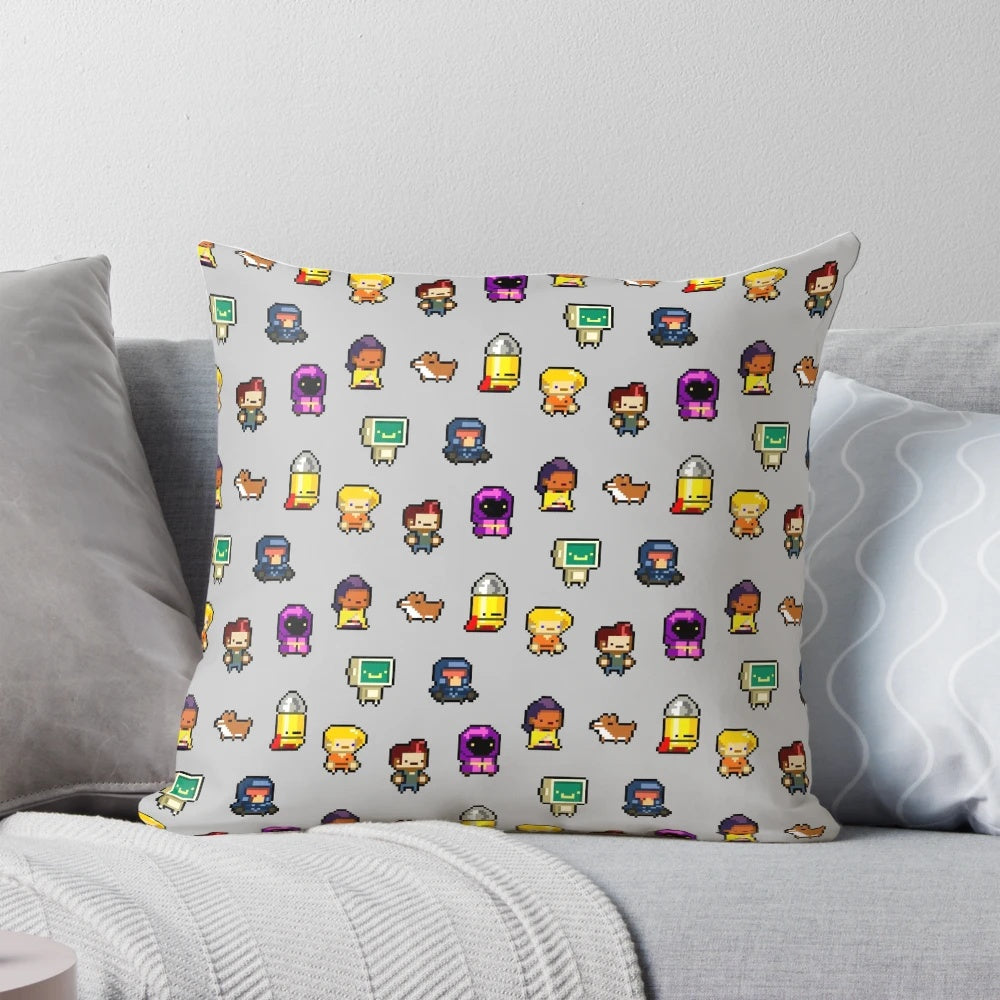 Gungeoneers Pixel Art Pillow - Cozy gaming merchandise featuring characters from the popular video game Enter the Gungeon
