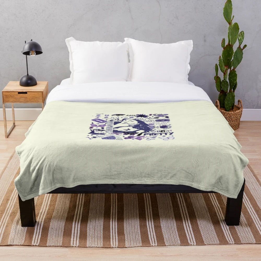 Plush blanket featuring the Guts music tour design for olivia rodrigo fans