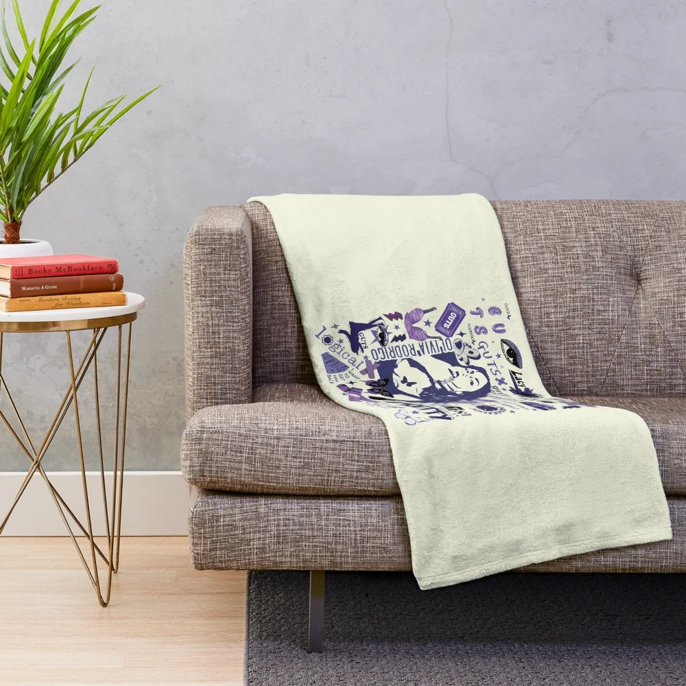 Plush blanket featuring the Guts music tour design for olivia rodrigo fans