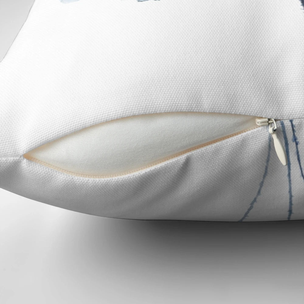 Soft blue watercolor poppies decorative pillow, featuring a beautiful floral design