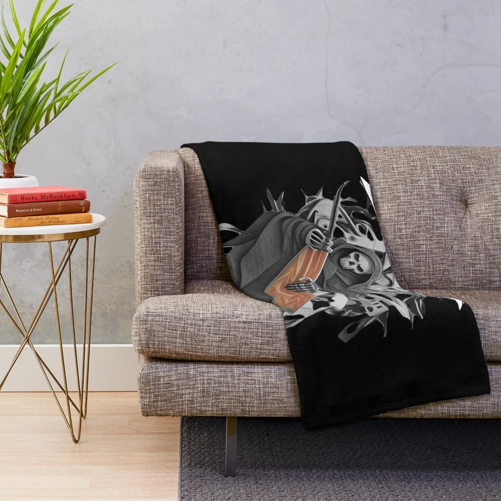 Cozy plush blanket featuring a spoon carving design