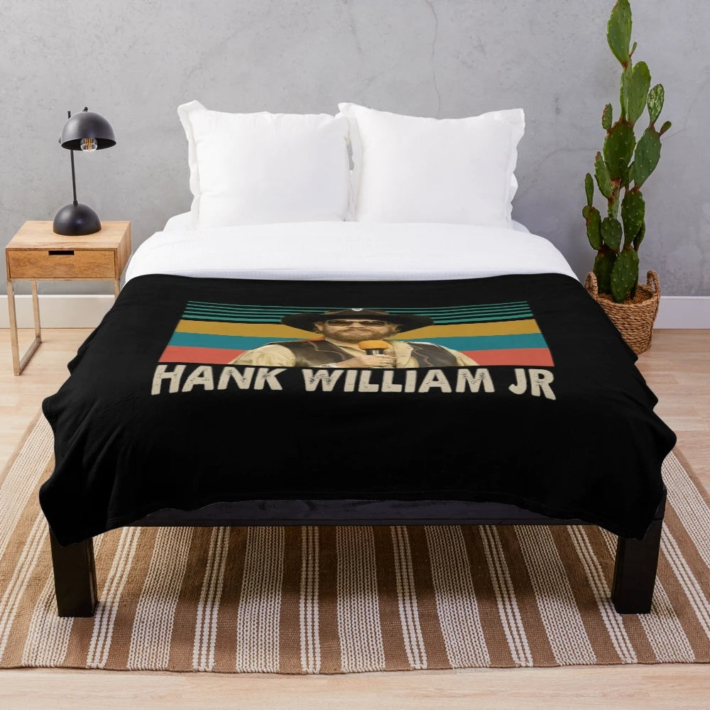 Hank Williams Jr inspired plush blanket featuring graphic design