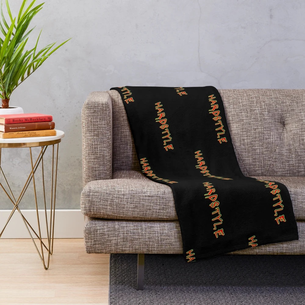 Hardstyle-inspired plush blanket with electronic music design