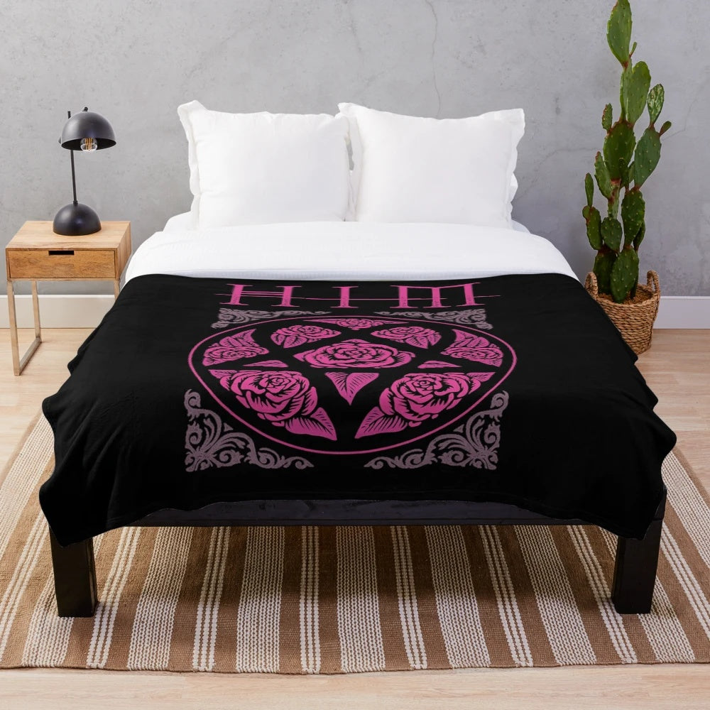 Heartagram Graphic Plush Blanket featuring Ville Valo of the Finnish metal band HIM
