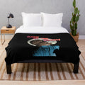 Howling werewolf plush blanket with a dark, retro horror-inspired design featuring a full moon.