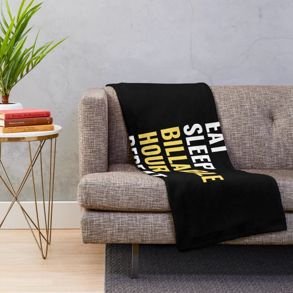 Funny Billable Hour Repeat Plush Blanket for Lawyers and Legal Professionals