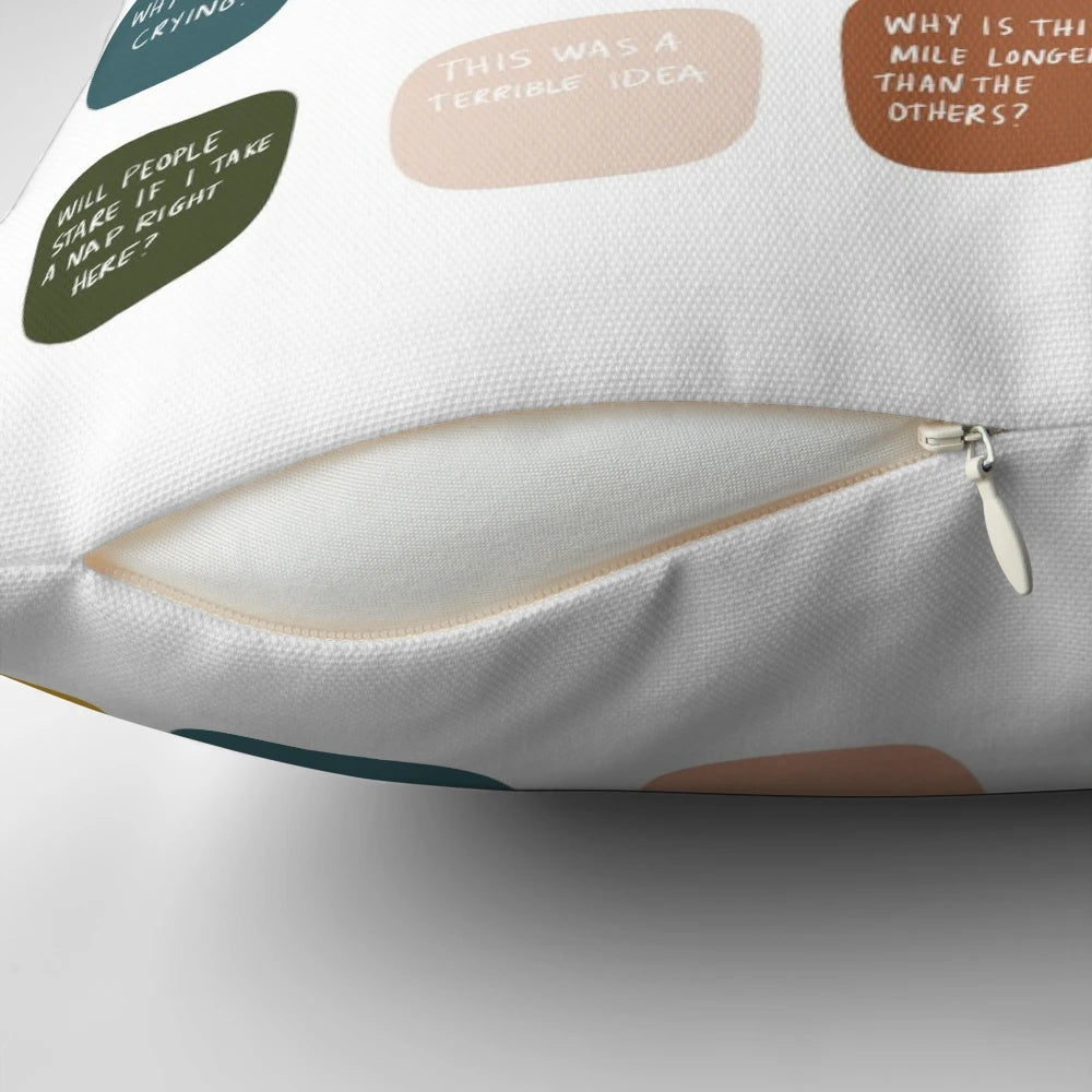 Soft, comfortable pillow with a funny marathon running quote