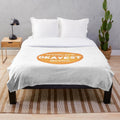 A plush blanket with the text "World's Okayest Boss" printed on it, a humorous and sarcastic gift for bosses.