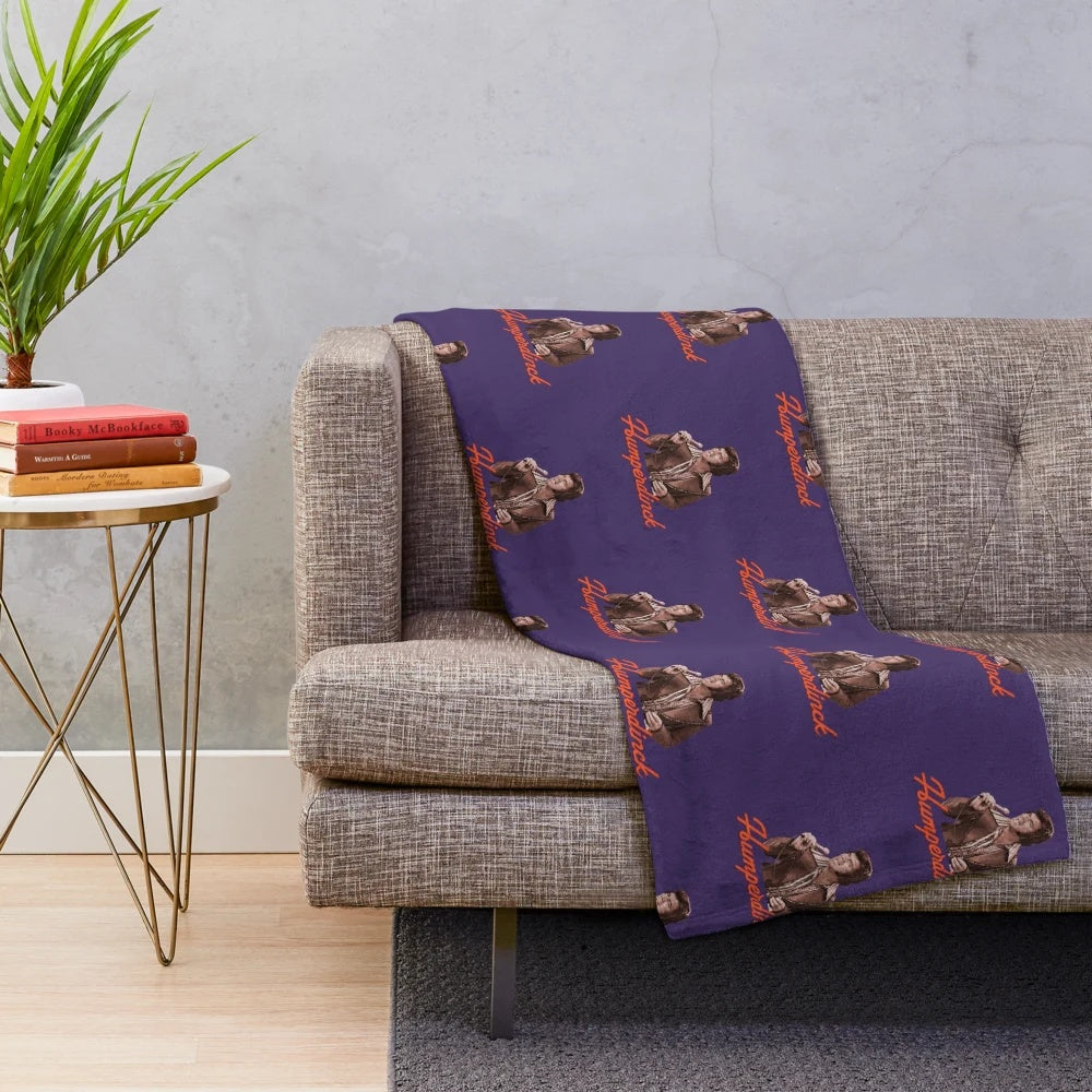 Humperdinck-inspired plush blanket with a retro 1960s music theme