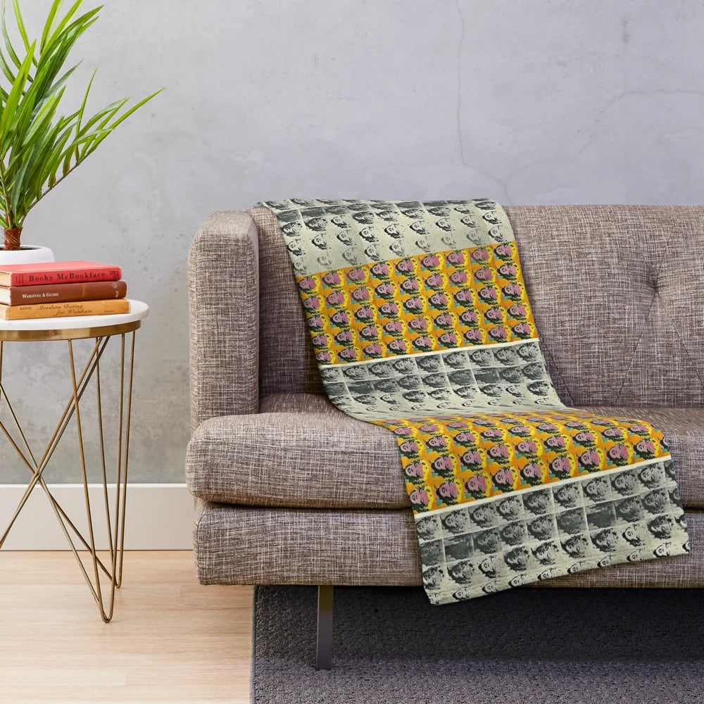 Plush blanket featuring the iconic Marilyn Monroe pop art diptych by Andy Warhol
