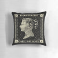 Pillow featuring the iconic Penny Black, the world's first adhesive postage stamp from Great Britain