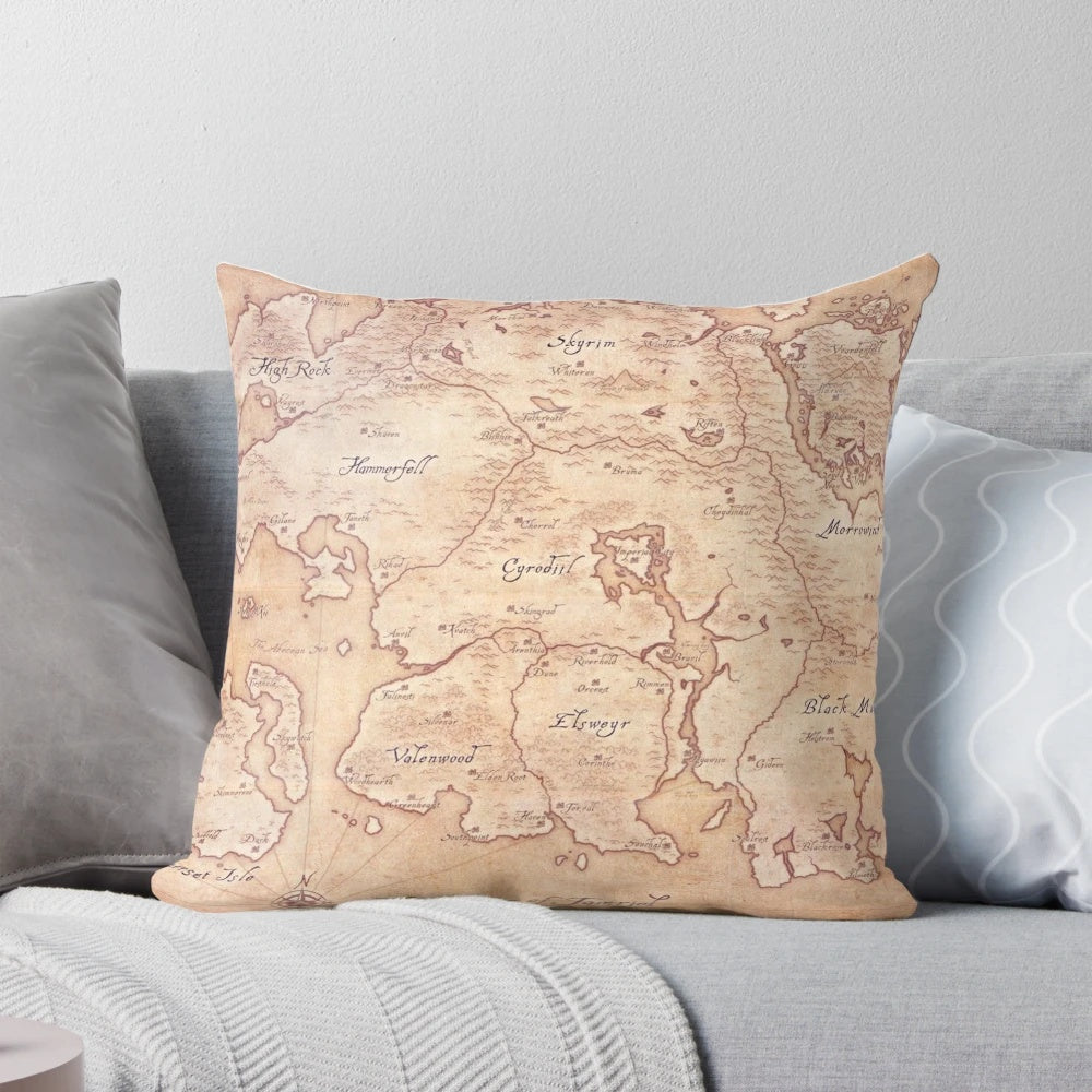 Tamriel Pillow featuring the iconic Elder Scrolls landscape