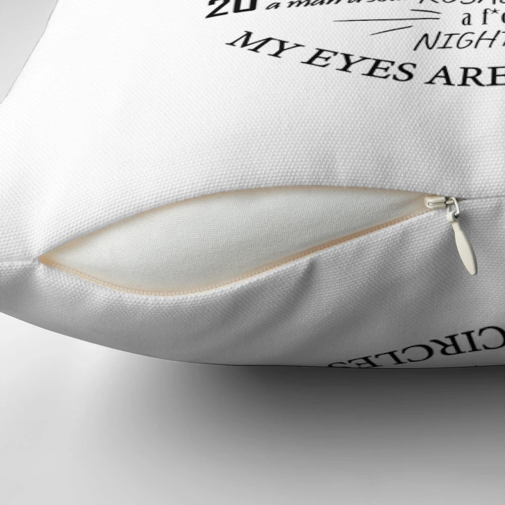 Taskmaster quotes throw pillow with iconic phrases and doodle designs