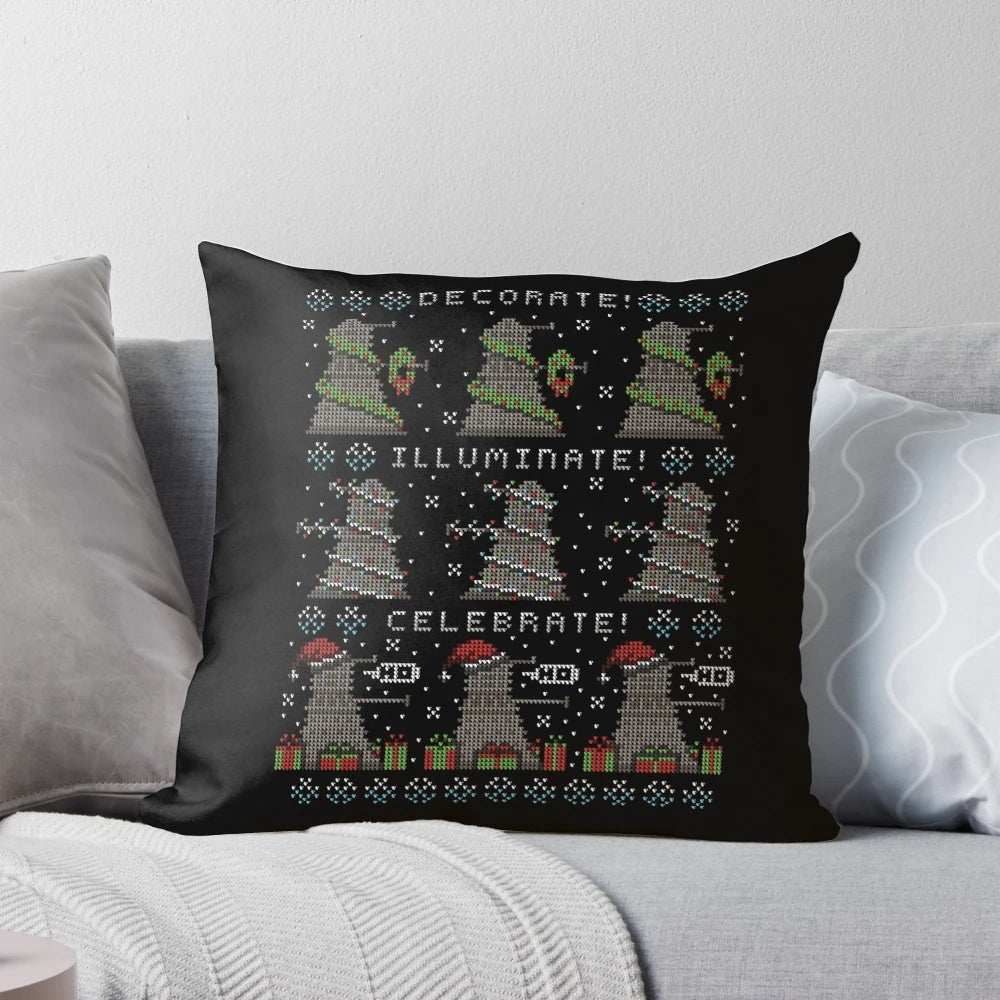 Illuminated pillow with festive holiday design