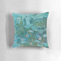 Decorative throw pillow featuring Claude Monet's famous 1915 Impressionist painting "Water Lilies"