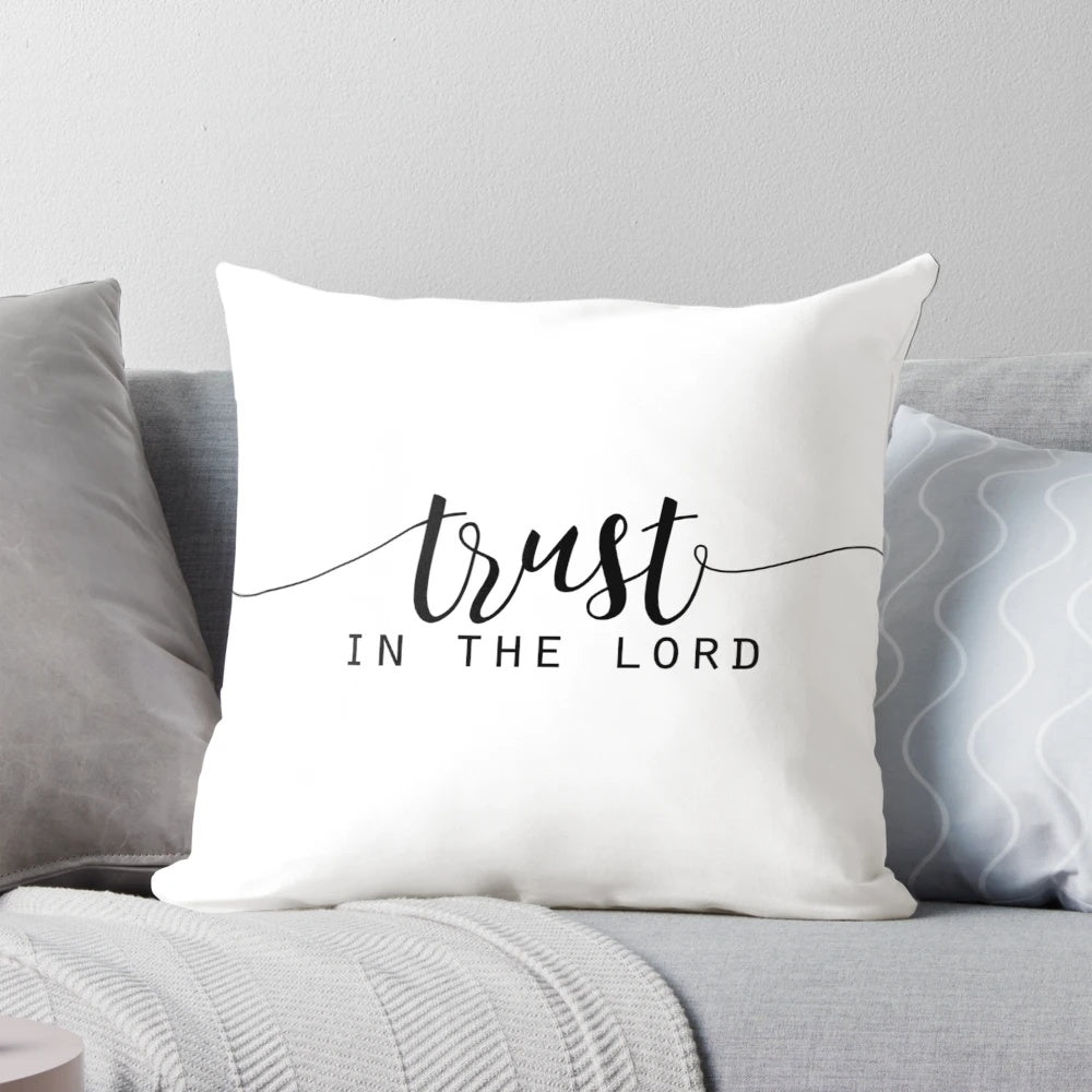 Inspirational Christian quote pillow featuring a motivational bible verse
