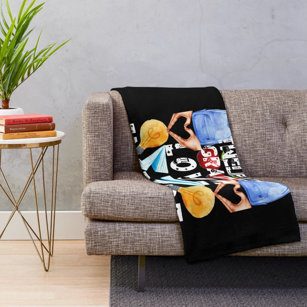 Plush blanket with text "teach twelfth grade, love, inspire" for twelfth grade teachers