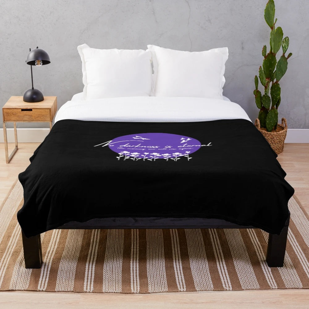 Spring Day Plush Blanket with Floral and Inspirational Kpop Design