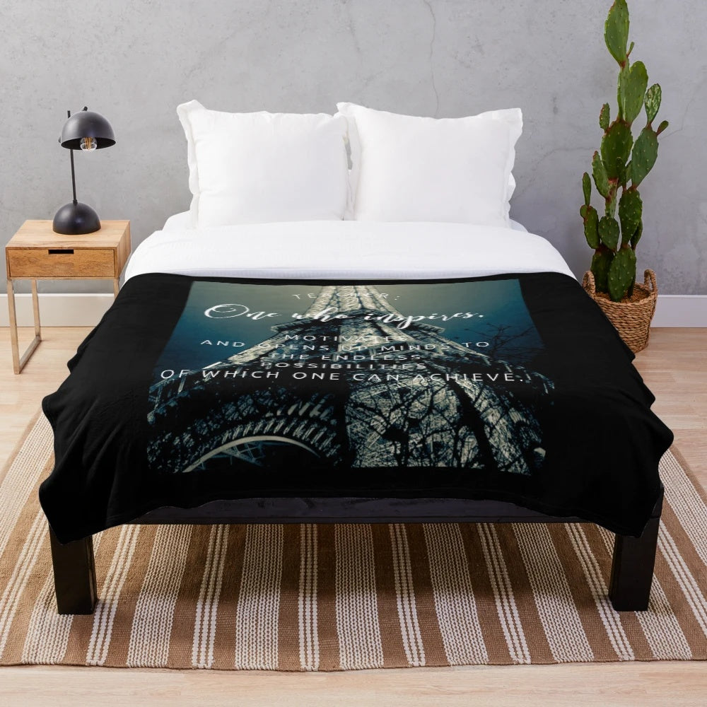 Eiffel Tower design plush blanket with inspirational teacher quote