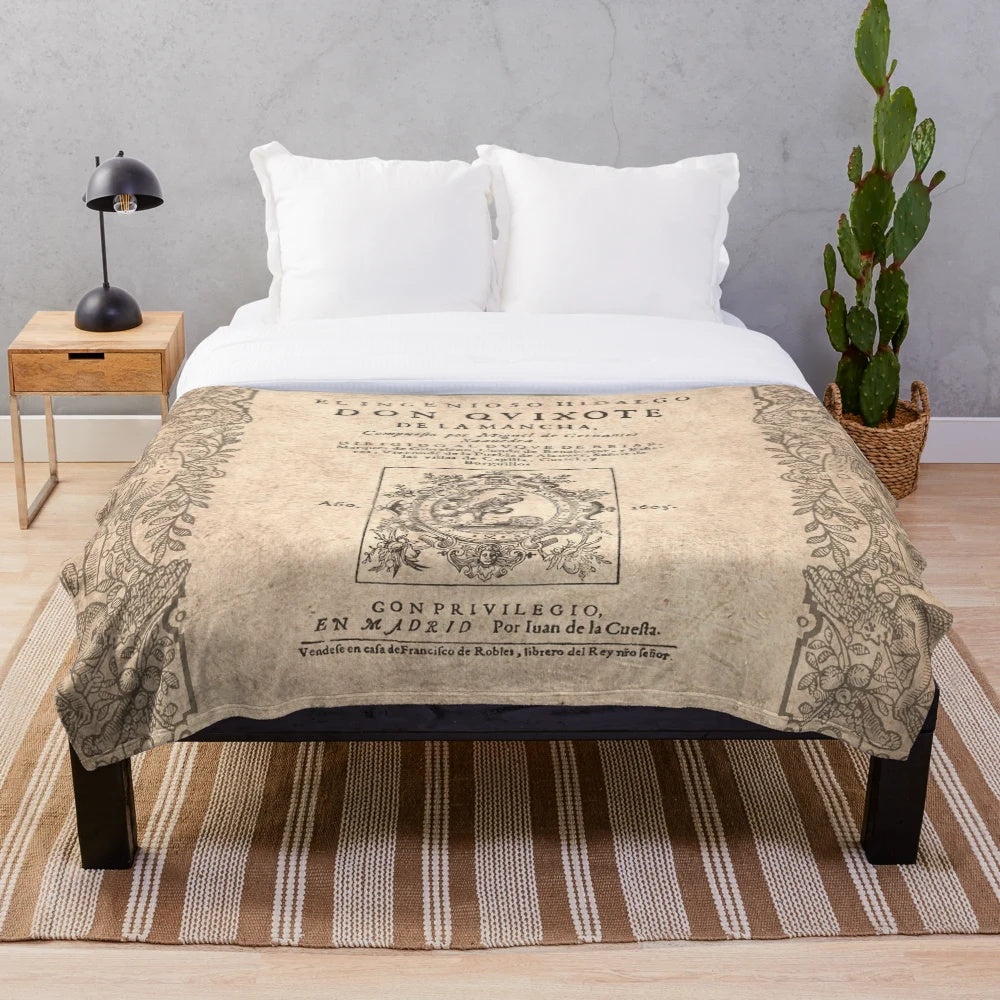 Plush blanket featuring the iconic character Don Quixote from the classic Spanish novel