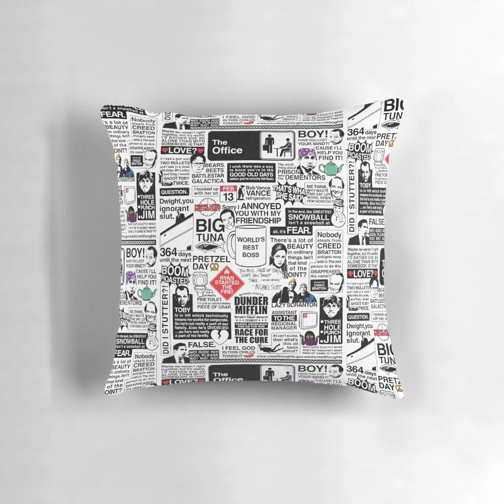 The Office-inspired decorative pillow with favorite quotes from the show