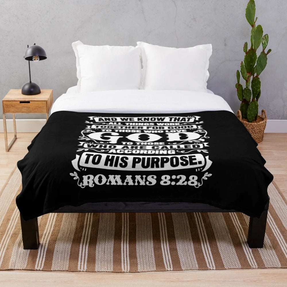 Romans 8:28 Christian Plush Blanket