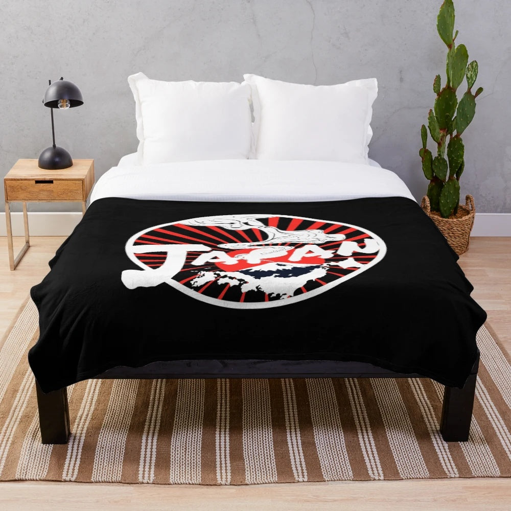 Japan Mount Fuji inspired plush blanket with iconic Japanese landscape