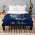 Jimmie Johnson inspired plush blanket with race car design