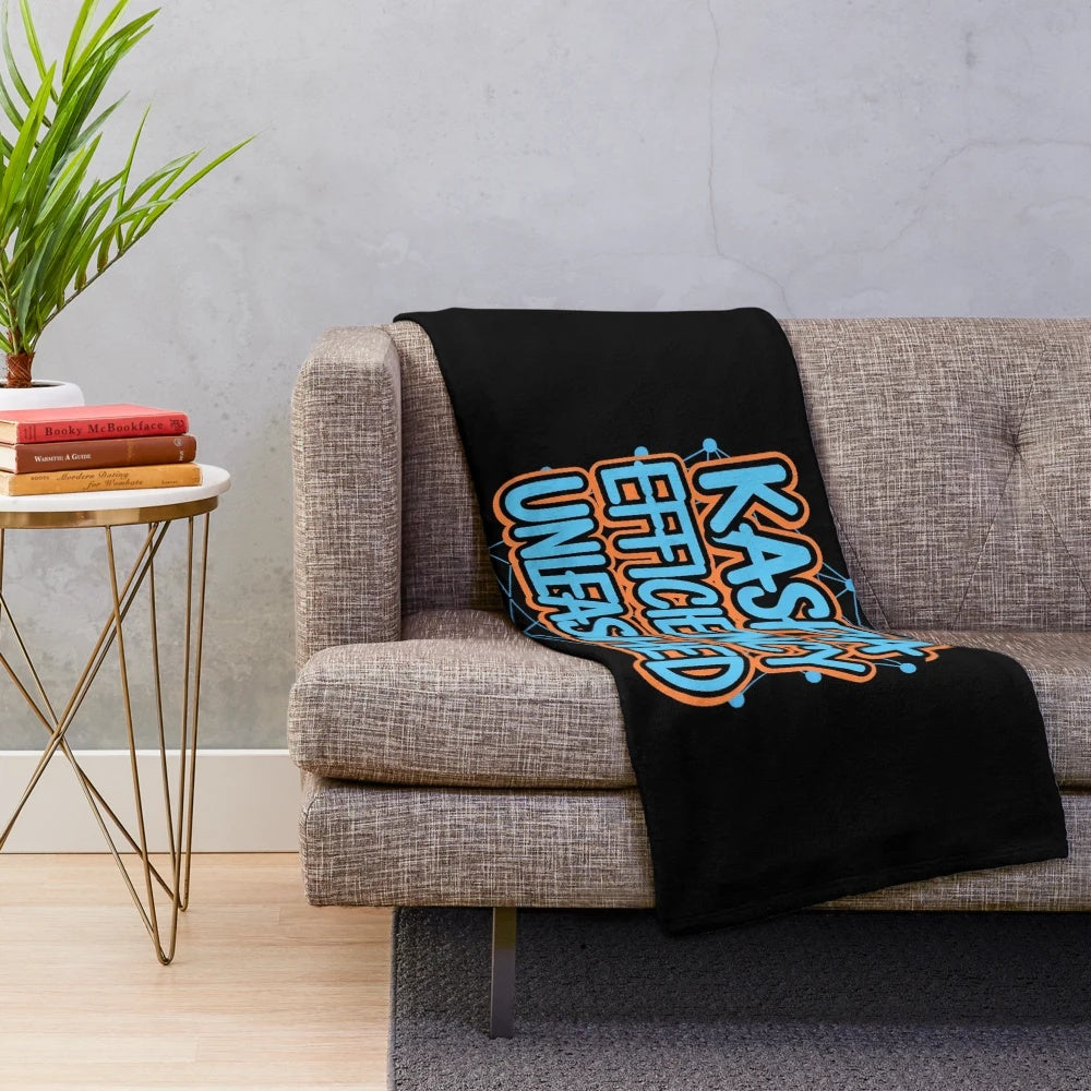 Kaspa crypto-themed plush blanket with fluxx design