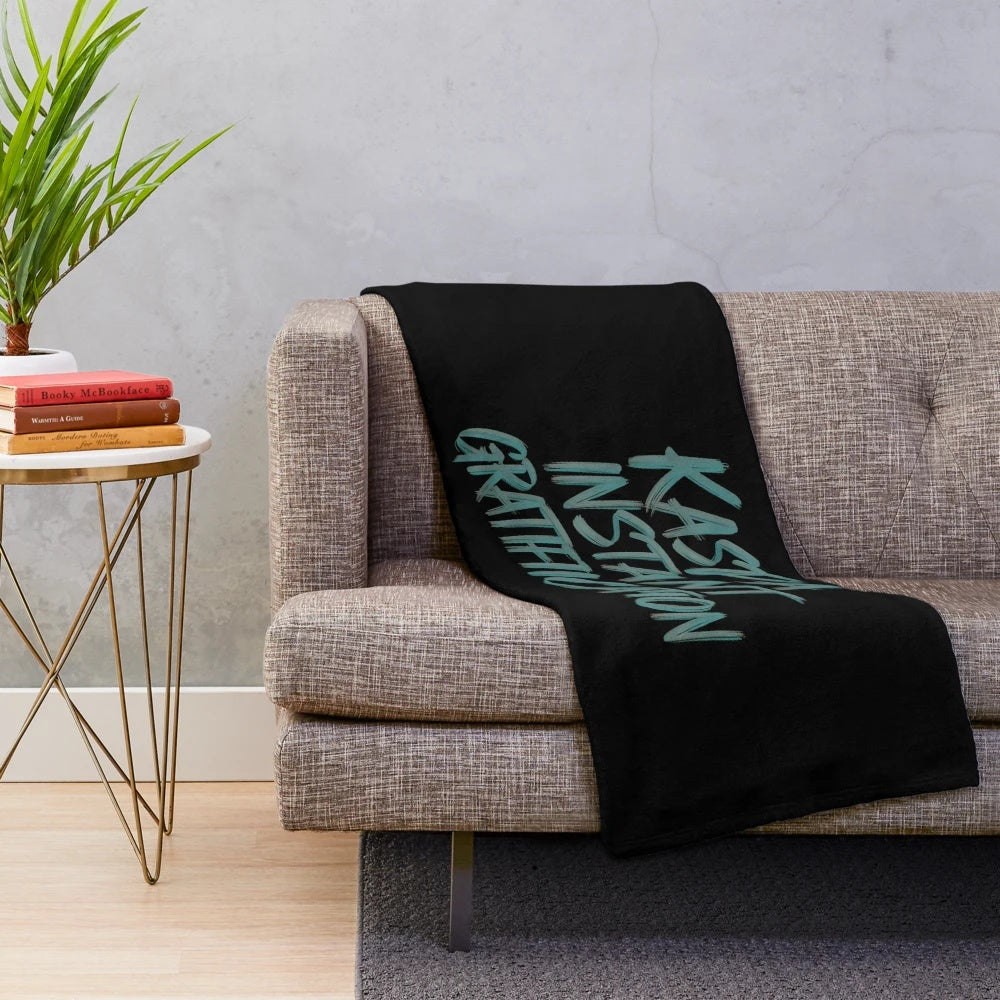 Kaspa Crypto Rhythm Plush Blanket with a digital finance art design