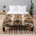Kilim-patterned plush blanket for cozy farmhouse decor with modern DJ influences