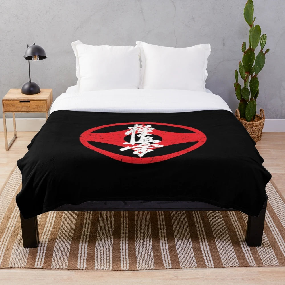 Kyokushin Kaikan karate symbol design printed on a soft, cozy plush blanket